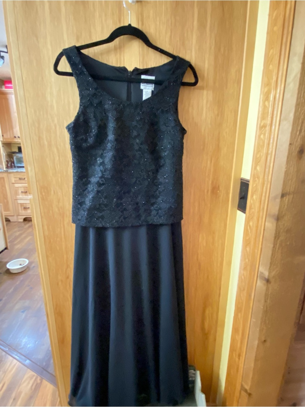 R&M Richards Black Sequin Sleeveless Maxi Dress